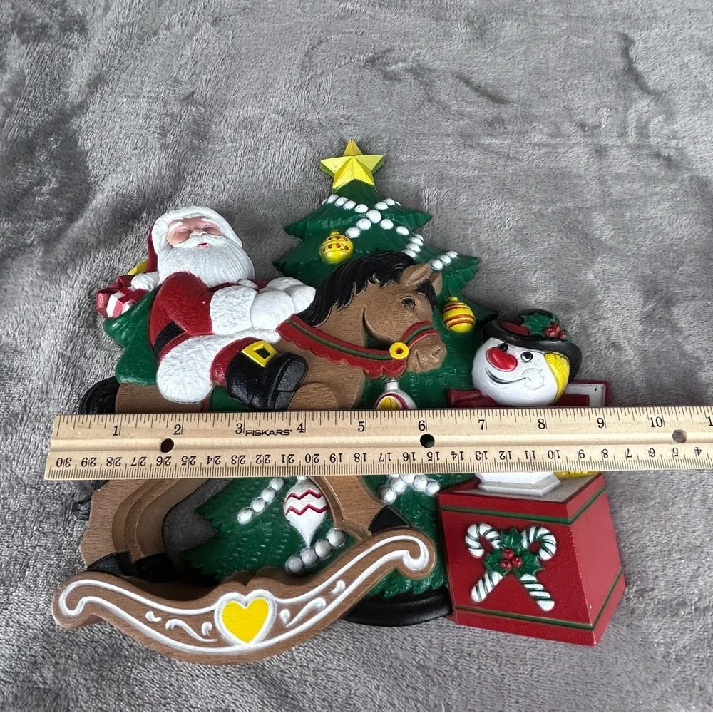 VTG Christmas Homco Burwood Products Santa Toys Rocking Horse Syroco Wall Plaque
